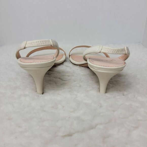 J.Crew Womens Heel Shoes Size 9 Ivory Leather Simple Slingback Open Toe Sandalsl - Picture 4 of 8